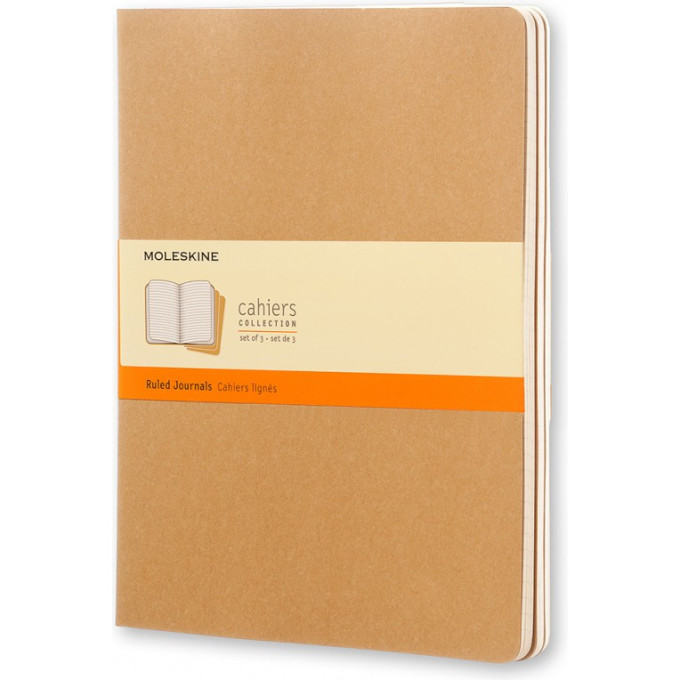 Набор блокнотов MOLESKINE Cahier Journal XLarge, линейка, бежевый, 3 шт. QP421